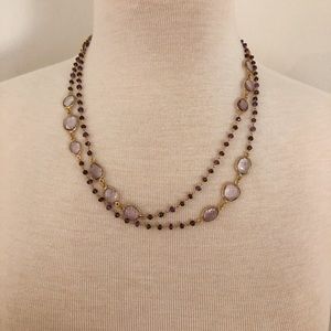 Beaded pink tourmaline necklace